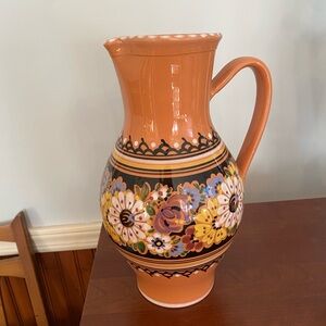 Czech Republic Hand Crafted Glazed Pottery Vase/ Pitcher Decor